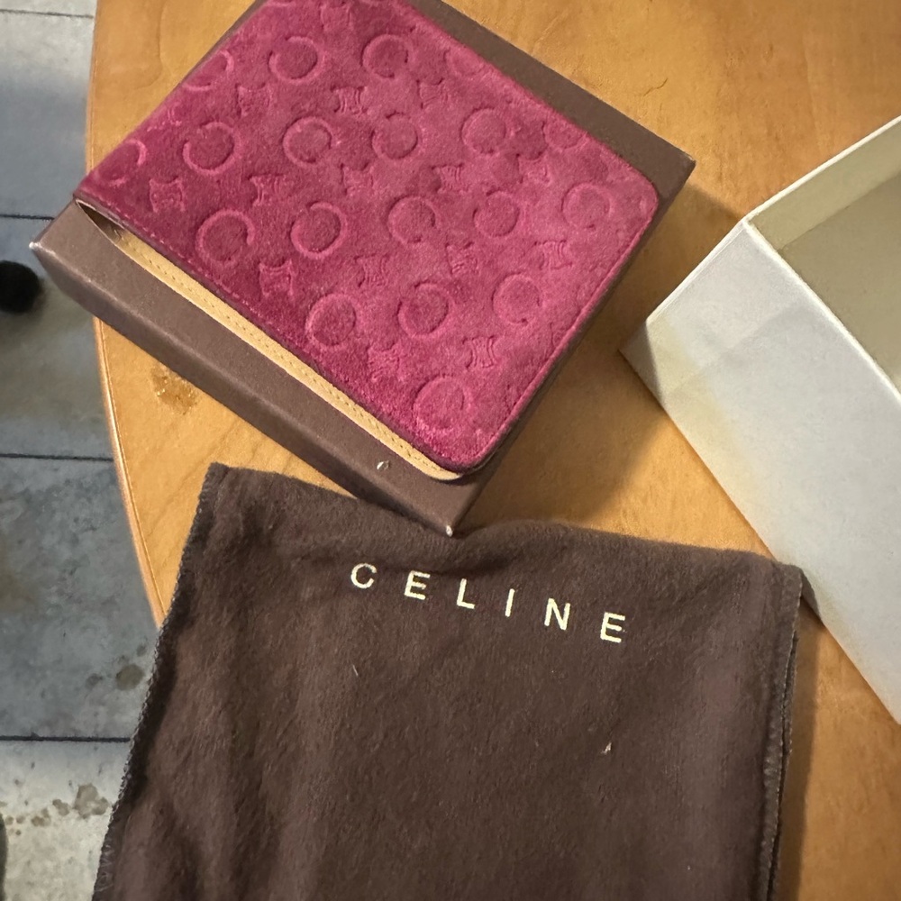 Vintage Billfold Seude Leather Wallet with box and dust bag